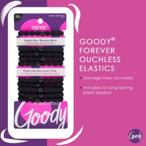 Goody Forever Ouchless Elastic Hair Tie - 10 Count, Black - Medium Hair to Thick Hair - Accessories for Women and Girls