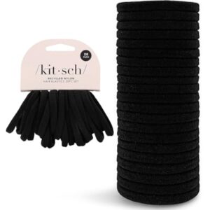 Kitsch Elastic Hair Ties for Women - Black Hair Ties No Damage | Black Rubber Bands for Hair | Hair Bands for Women's Hair & Ponytail Holders | Hair Elastics | Small Hair Ties for Thick Hair, 20pcs