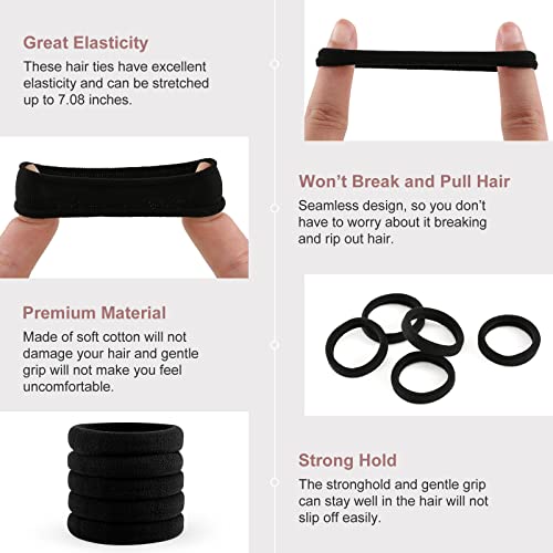 100 Pcs Thick Seamless Hair Ties, Ponytail Holders Hair Accessories No Damage for Thick Hair (Natural Colors)