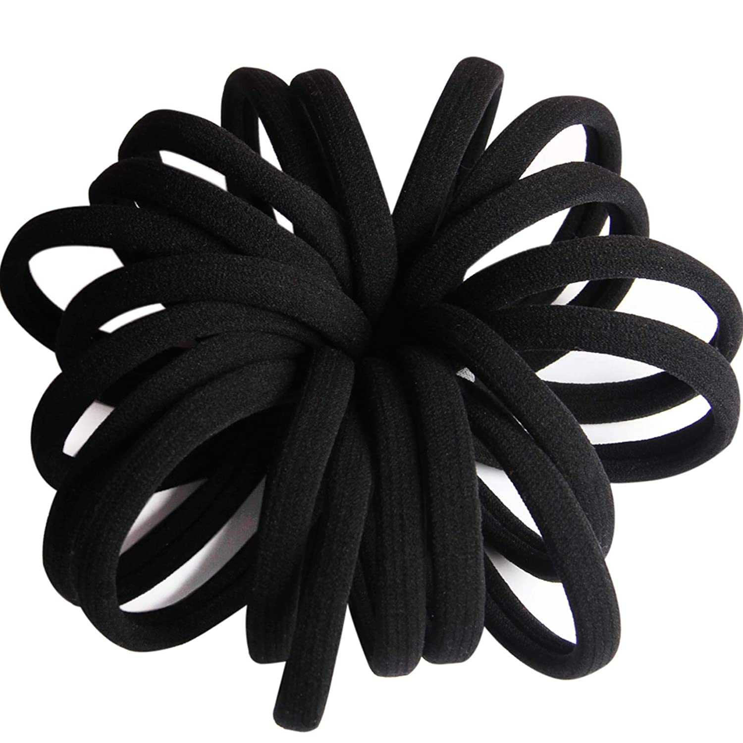 20 PCS Large Hair Ties for Thick Hair Black Hair Bands for Women Men and Girls No Damage Stretchy Ponytail Holders for Braids (5 cm in Diameter, 1 cm in Width)