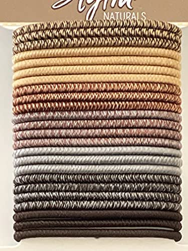 Stylin’ Naturals Clasp-Free Premium Hair Elastics Control&Hold 24 Elastics (Neutral Heather)