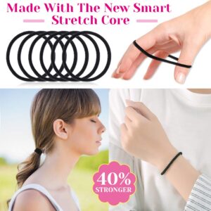 Anezus 250 Pcs Black Elastics Small Hair Ties Elastics Small Hair Rubber Bands Accessories Ponytail Holders for Women Girls Baby Toddlers Men with Thick Straight Curly Hair, 3 mm