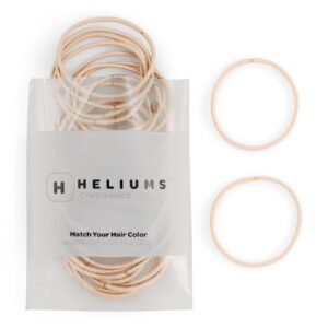 heliums thin hair elastics - beige blonde - 2mm hair ties for thin hair, 1.75 inch, medium hold no damage ponytail holders - 40 count