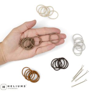 Heliums Small Hair Ties - Light Blonde - 1 Inch Hair Bands, 2mm Hair Elastics For Thin Hair and Kids - No Damage Ponytail Holders in Neutral Colors - 48 Count