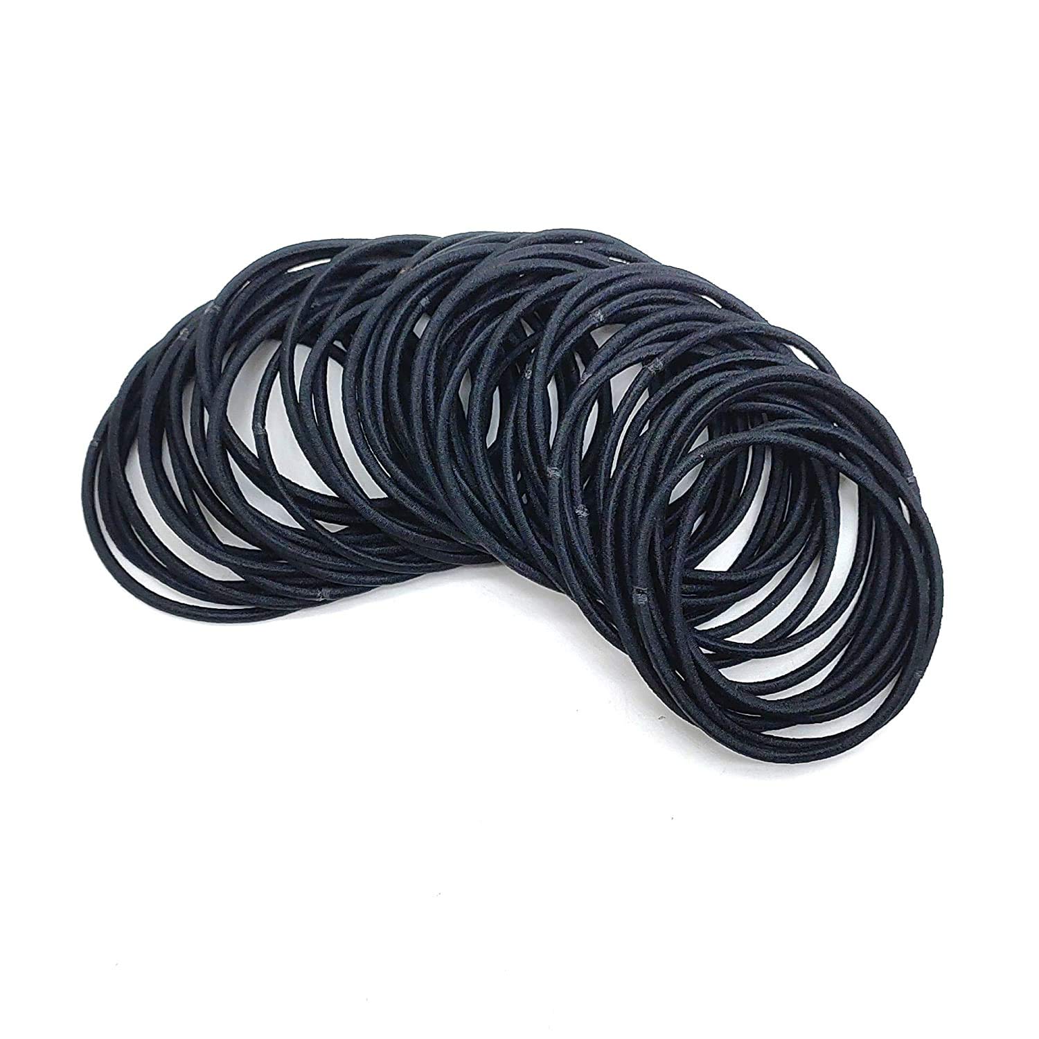 300 Pieces Black No Crease Girls Hair Ties， Hair Bands ，Bulk Elastics Ponytail Holders Ties for Thick Heavy and Curly Hair