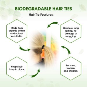 BIODEGRADABLE Elastic Hair Ties for Women & Men - Organic No Crease Black Hair Tie Ponytail Holders and Hairties for Buns - Plastic Free Hairbands for Women and Mens Hair - 5mm (27 count)