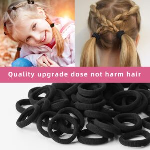 100 Pcs Baby Hair Ties, Seamless Cotton Toddler Hair Ties for Girls and Kids, Black Small Soft Hair Elastics Ponytail Holders