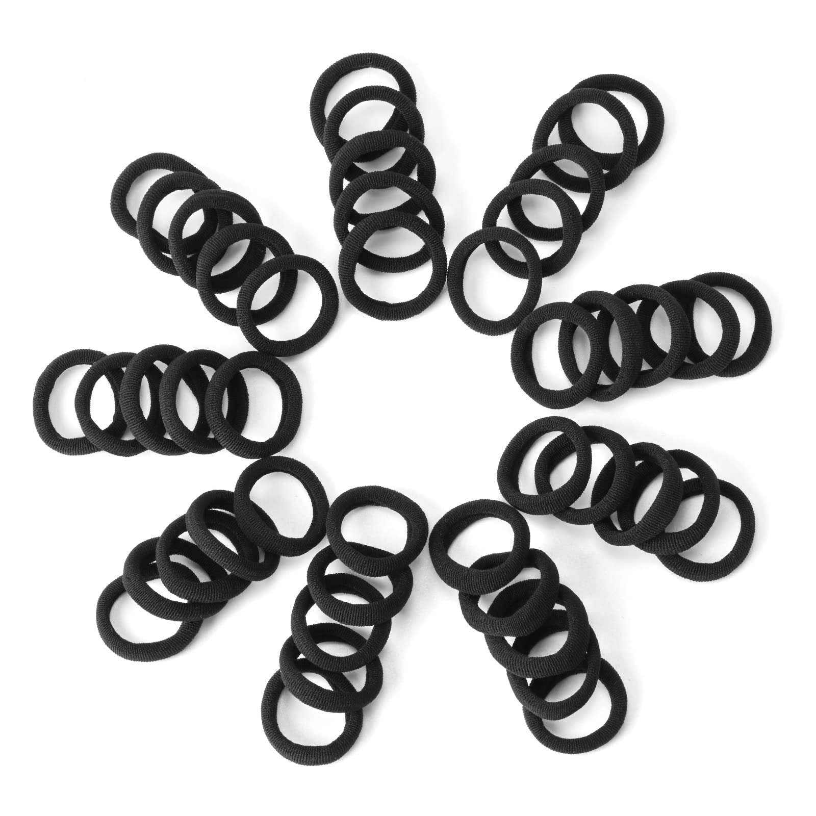 100 Pcs Baby Hair Ties, Seamless Cotton Toddler Hair Ties for Girls and Kids, Black Small Soft Hair Elastics Ponytail Holders