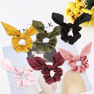 Jaciya Satin Silk Scrunchies for Women Hair Scrunchies for Women's Hair Bow Scrunchie Holder Hair Ties for Girls Pony Tails Hair Ties for Thick Hair No Damage