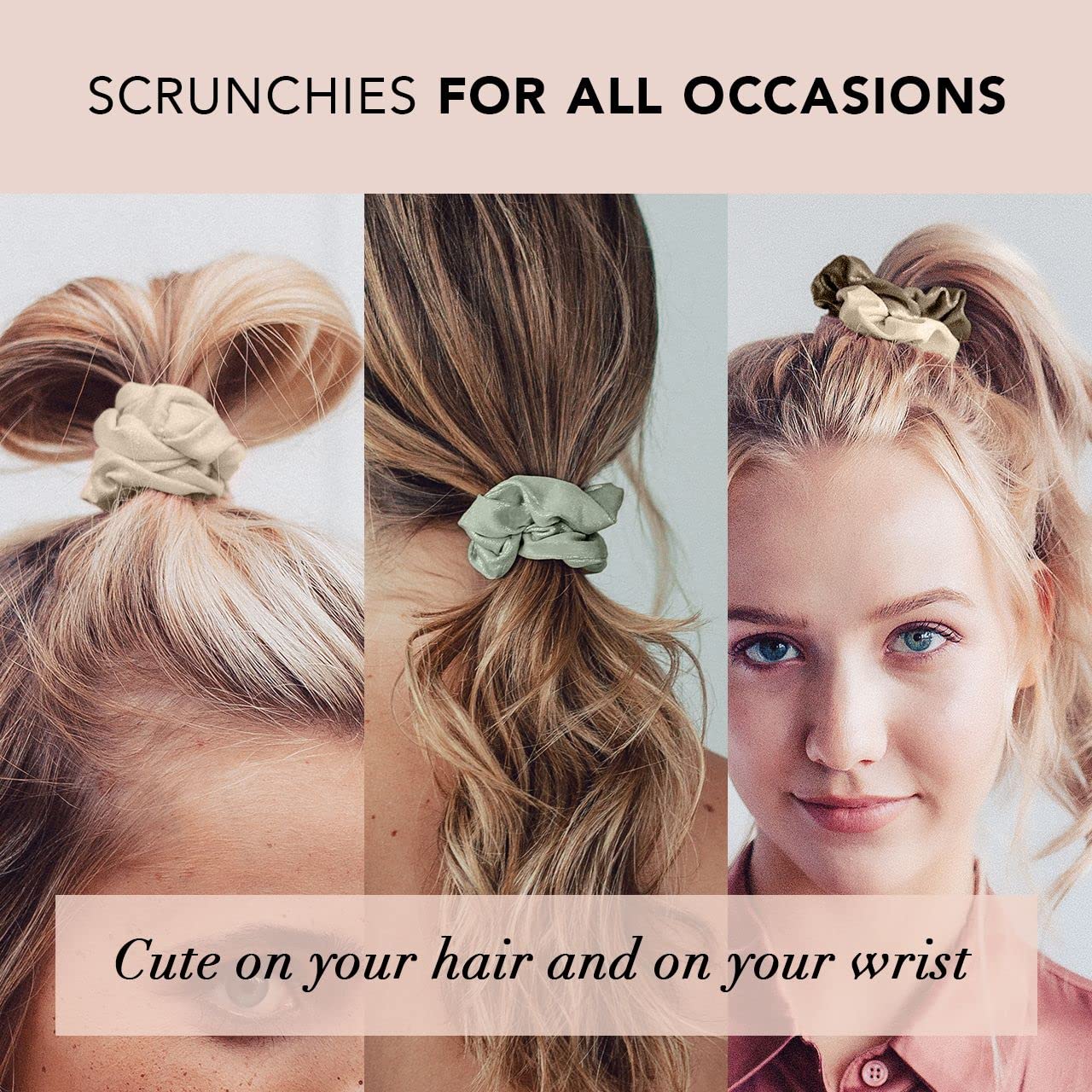 Kitsch Scrunchies for Women's Hair - Assorted Hair Scrunchies | Large Hair Ties for Women | Hair Tie Scrunchies for Girls | Cute Scrunchie | Hair Bands & Ponytail Holders, 5pc (Eucalyptus)