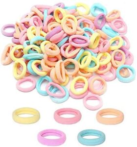 200pcs baby hair ties, soft cotton toddler hair ties for girls and kids, 1 inch multicolor seamless hair bands for kids girls gifts