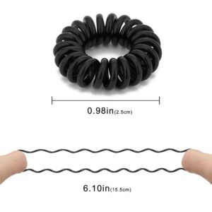 Spiral Hair Ties (Small Black,50 Pcs), Coil Hair Ties for Thick Hair, Ponytail Holder Hair Ties for Women, No Crease Hair Ties, Phone Cord Hair Ties for all Hair Types with Plastic Spiral