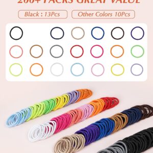 203 Pieces Hair Ties No Damage, 4MM Hair Bands, 20 Colors Elastic Hair Ties for Thick Hair, Medium Size Ponytail Holders for Women and Girls