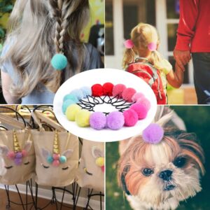 MORGLES Pom Pom Hair Ties, 16pcs Girls Hair Ties Hair Accessories Fluffy Ponytail Holders PomPom Hair Band for Girls Toddlers Pigtail, 2 inch