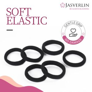 JASVERLIN Cotton Hair Ties Elastic Hair Bands, Seamless Ponytail Holders for Thick Curly Heavy Hair, Soft Fabric Hair Styling Accessories for Women Girl Men, 1.5-Inch 100pcs Assorted (Golden Horizon)