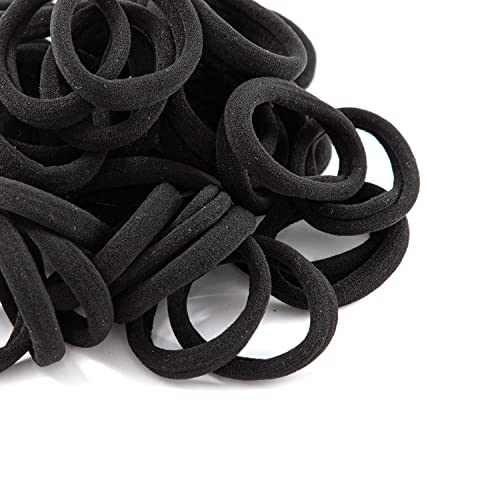 ZBORH 100PCS Black Hair Ties for Women, Seamless Hair Bands, Elastic Ponytail Holders, No Damage for Thick Hair