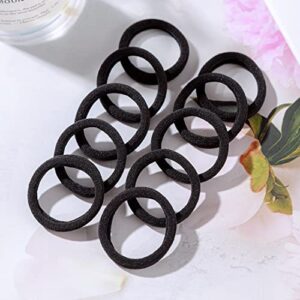 ZBORH 100PCS Black Hair Ties for Women, Seamless Hair Bands, Elastic Ponytail Holders, No Damage for Thick Hair