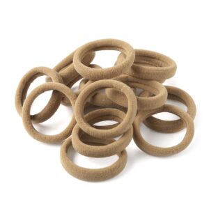 XIMA 60pcs Nylon Elastic Hair Ties Hair Ties Bands Rope No Crease Elastic Fabric Large Cotton Stretch Ouchless Ponytail Holders (60pcs-Tan(HT007-17))