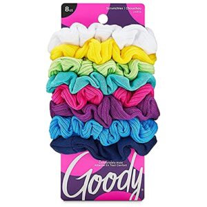 goody ouchless womens hair scrunchie - 8 count, assorted rainbow - suitable for all hair types - pain-free hair accessories for women perfect for long lasting braids, ponytails and more