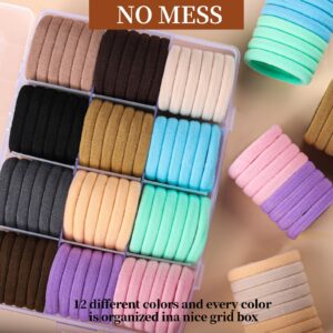 Teenitor Hair Ties,120pcs Thick Seamless Ponytail Holders, Hair Elastics & Ties for Women Thick Curly Hair