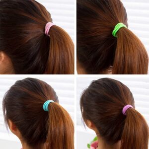 Antye 100Pcs Hair Ties Any Fit No Damage Hair Cutton Seamless Hair Elastic Pony Tail Holders For Thick or Thin Hair No Snag, Dent, or Breakage Baseball & Tennis Suitable Hair Bands (Rainbow Color)