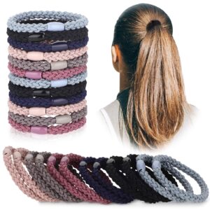 12 Pieces Cotton Hair Ties Braided Hair Bands Elastic Hair Ties Ropes Braided Ponytail Holders Hair Accessories for Women Girls Thick Heavy and Curly Hair (Mixed Colors)