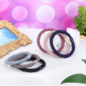 12 Pieces Cotton Hair Ties Braided Hair Bands Elastic Hair Ties Ropes Braided Ponytail Holders Hair Accessories for Women Girls Thick Heavy and Curly Hair (Mixed Colors)