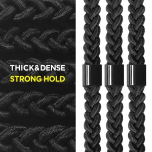 HAVHAF Braided Mens Hair Ties For Men - For Buns Curly Thick Dense Hair Elastic Hair Ties For Guys | No damage Crease Breakage Black 5 Count (Pack of 1)