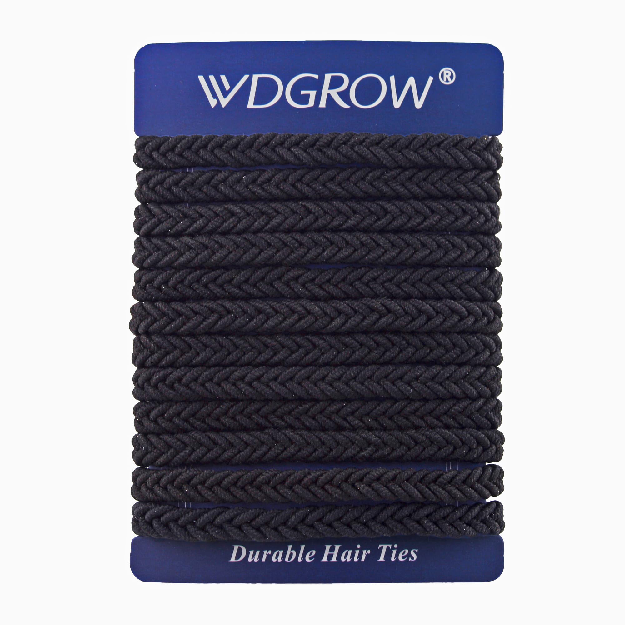 WDGROW Large Braided Mens Hair Ties, for Longhairs Men Bun,Thick Black Pony Tails Ties for Women,Guys, Bracelet Hair Tie,For Thick and Thin Hair,12 Packs,Durable (Black)