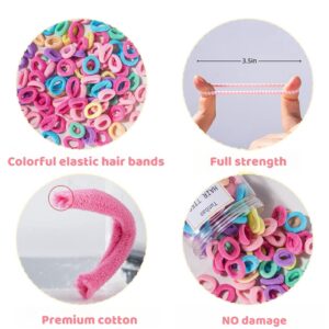 Tunbao 100 Psc Baby Hair Ties No Damage,Seamless Toddler Hair Ties,Colorful Hair Ties for Little Girl and Kids,Cotton Small Soft Hair Elastics Ponytail Holders