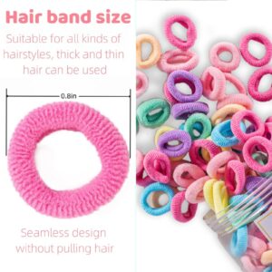 Tunbao 100 Psc Baby Hair Ties No Damage,Seamless Toddler Hair Ties,Colorful Hair Ties for Little Girl and Kids,Cotton Small Soft Hair Elastics Ponytail Holders