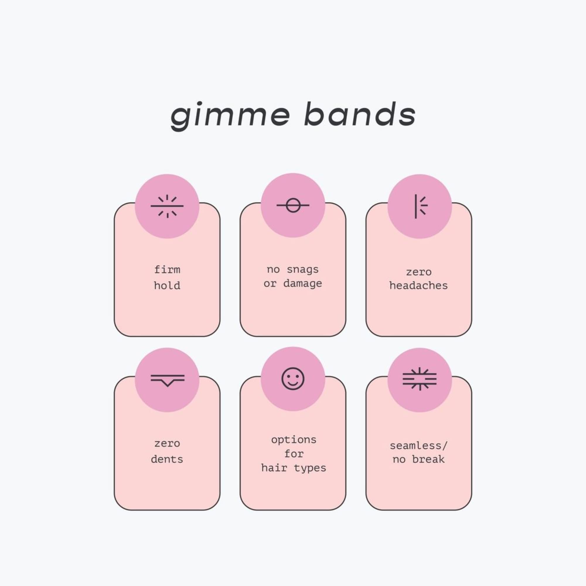 Gimme Beauty - Thick Fit Hair Bands - Black Onyx - Damage Free Hair Ties - Made with Seamless Microfiber Elastics - Thick + Curly Hair Accessories - No Snagging, Dents, or Breakage (6 Count)