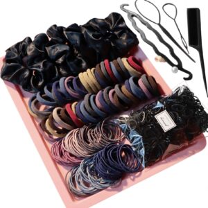 yanrong 755pcs hair accessories for woman set seamless ponytail holders variety hair scrunchies hair bands scrunchy hair ties for thick and curly (mix)