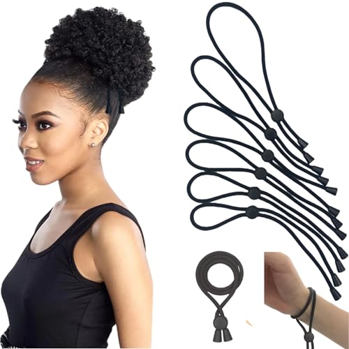 6 Pcs Adjustable Length hair ties for Thick Hair, Afro Hair Accessories for Afro Puffs Thick Curly Natural Hair, Ponytails, Locs, 4c/4b Hair, Pineapples Hairstyles for Black Women Girls