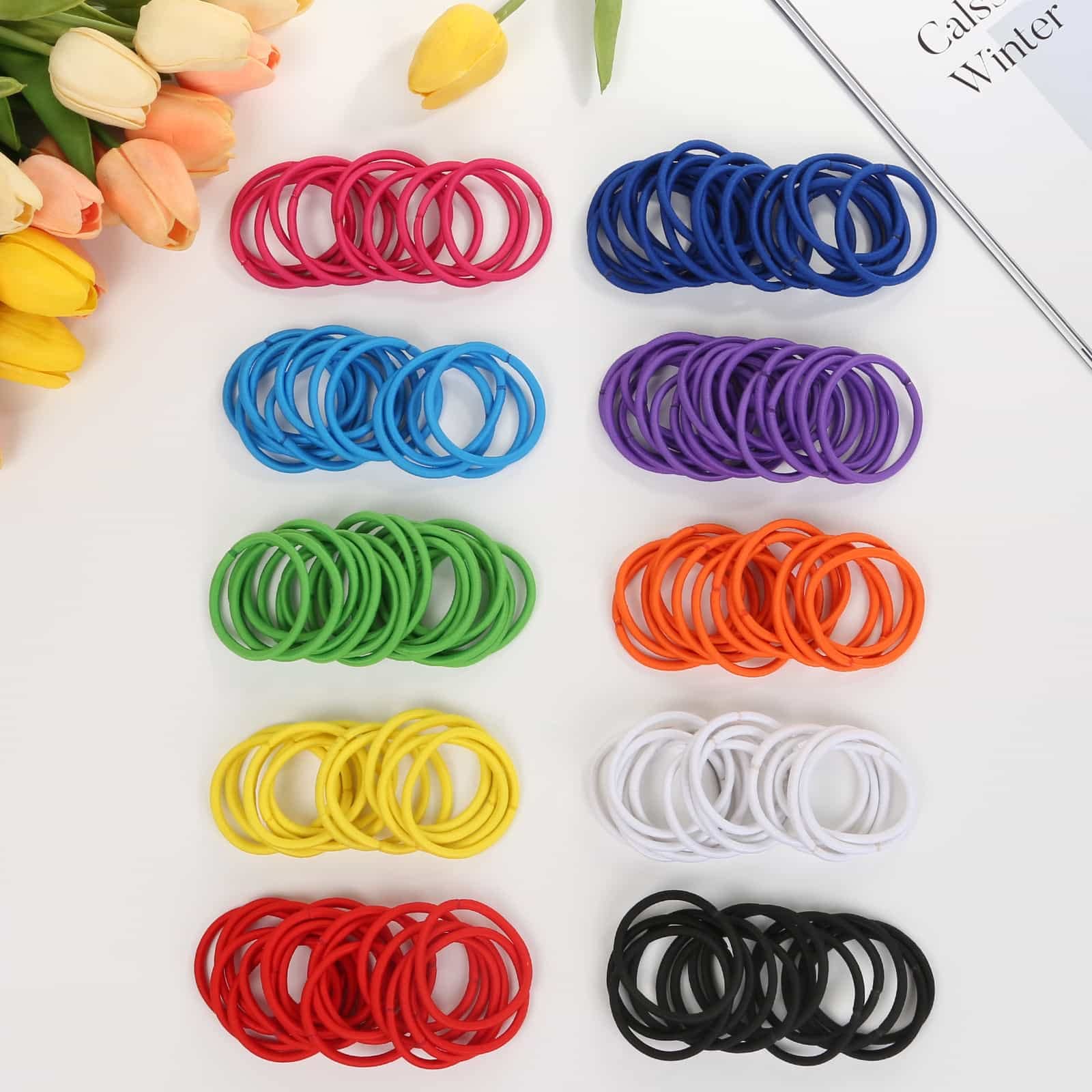 150 Pieces Hair Ties for Women Thick Curly Hair, Bulk Hair Ties Ponytail Holders Hair Elastics Hair Bands for Adults Women Girls (4mm)