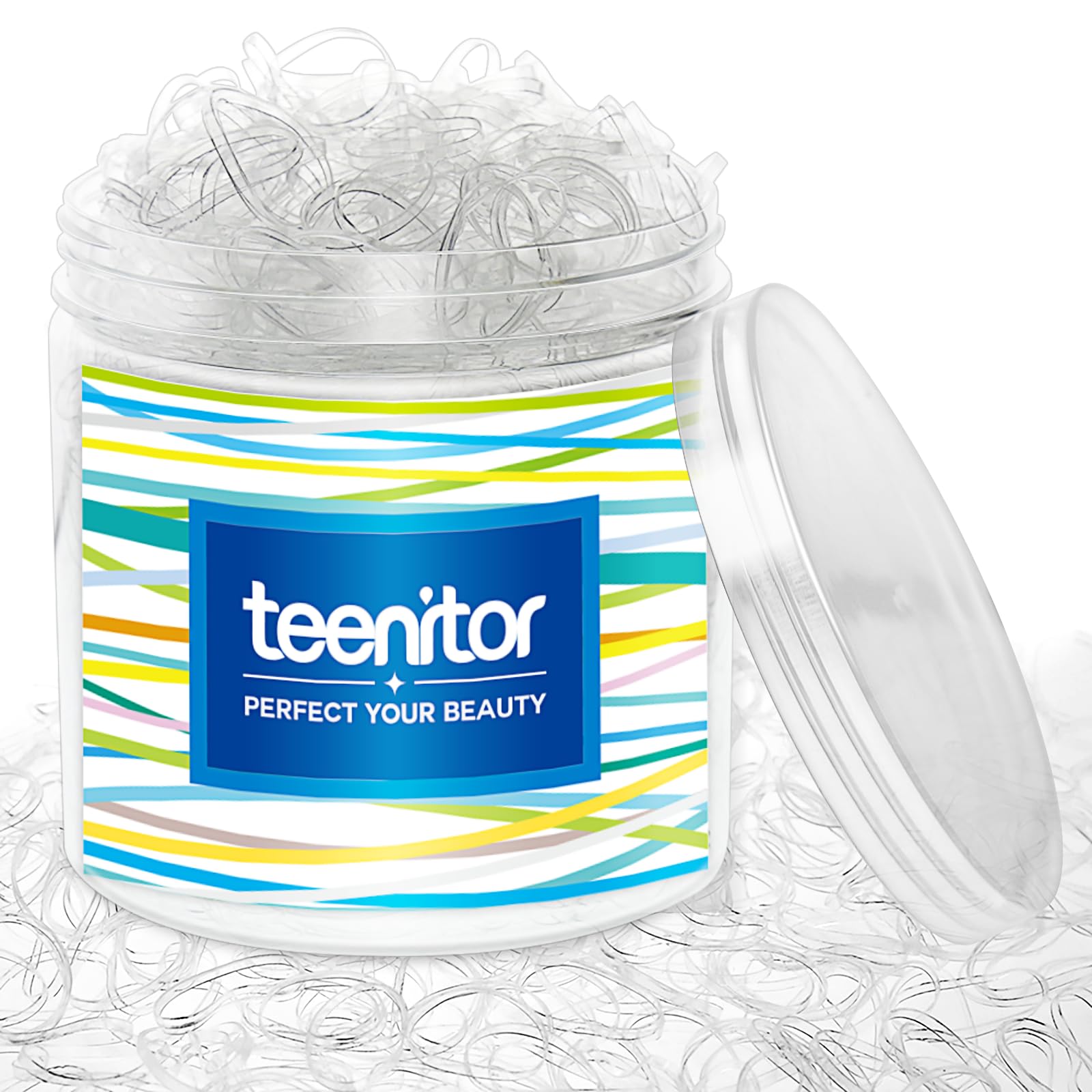 Teenitor Clear Elastic Hair Bands,2000pcs Mini Hair Rubber Bands,Hair Ties, Soft Hair Elastics Ties, 2mm in Width and 30mm in Length