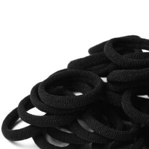 WANBY Hair Ties Mini Seamless Black Hair Bands Soft Elastics Ponytail Holders Hair Ties for Girls Toddler (100 Pcs)