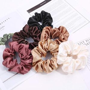 ZBORH 6 Pcs Satin Hair Scrunchies Soft Elastic Hair Ties Set for Women Teenage Girls Ponytail Holders