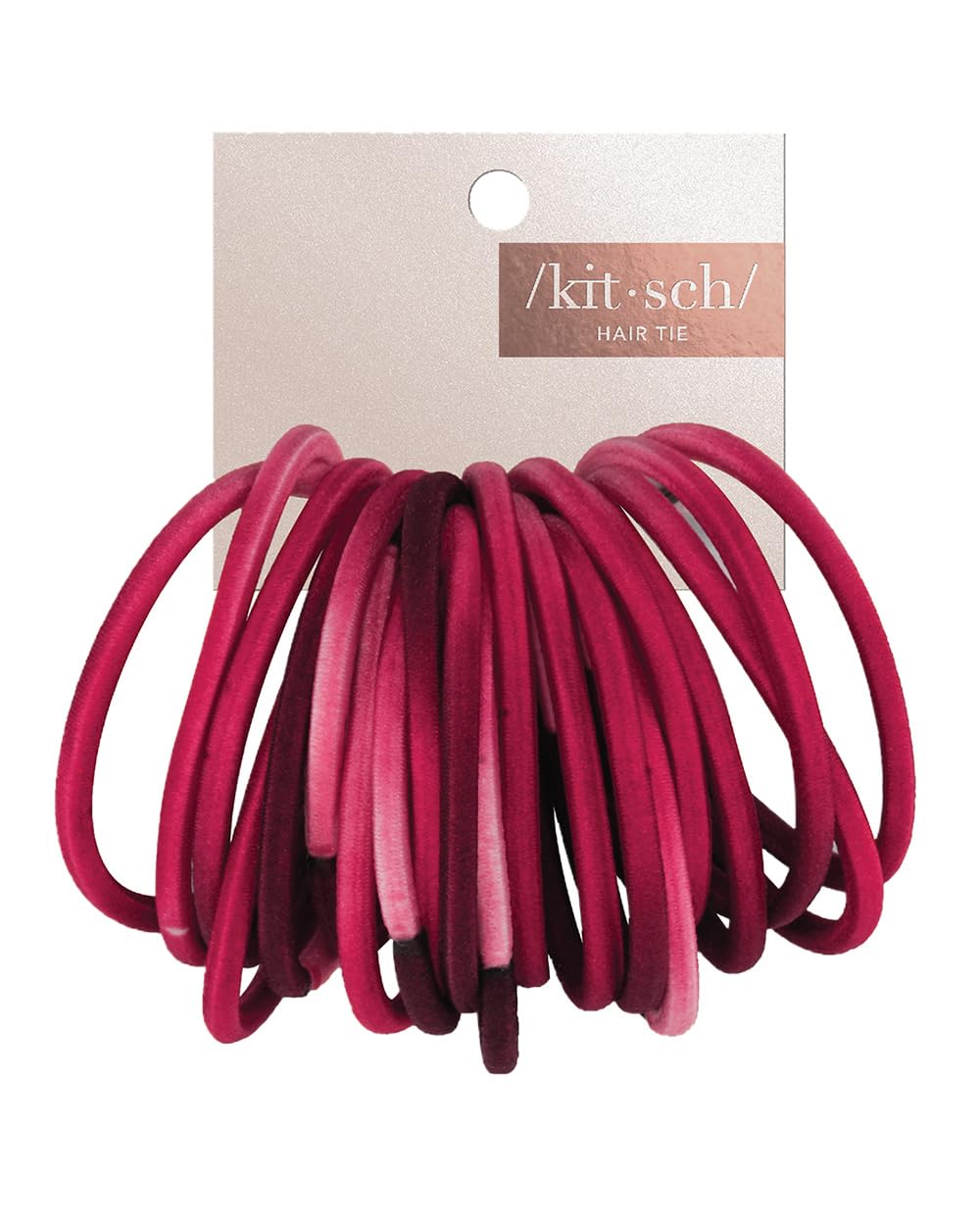 Kitsch Recycled Polyester Ombre Standard Hair Ties - No Damage Hair Elastics | Hair Bands | Ponytail Holders | Black Hair Ties for Thick Hair & Thin Hair, Pack of 20 (Blush)