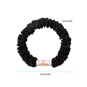 Hair Ties Silk Satin Scrunchies - Small Mini Thin Elestics Ponytail Holder Hair Bands Skinny Scrunchy For Thick Curl Hair No Crease Hair Ties Soft Accessories No Hurt Your Hair for Women and Girls (Black)