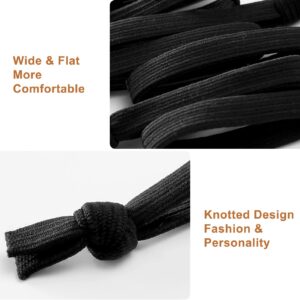 SYGY Hair Ties for Men 12PCS, Black Hair Ties Knotted Hair Bands, Mens Hair Ties for Long Curly Thick Hair, Elastic Flat Man Bun Hair Tie No Damage, Ponytail Holders Strong Holder Hair Ties for Guys