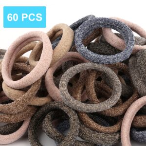 60PCS Large Hair Ponytail Holders, Large Seamless Hair ties bands, Cotton Hair Bands, by BAOLI