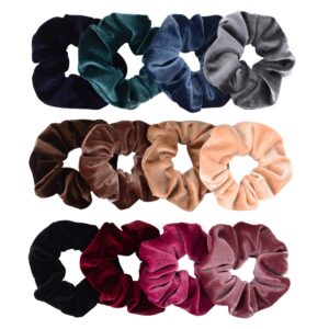 whaline 12 pack hair scrunchies premium velvet scrunchy elastic hair bands for girls, women hair accessories (12 colors)