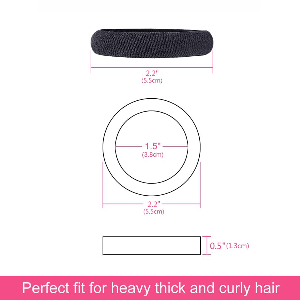 J-MEE Thick Hair Ties Hair bands No Break Ponytail Holders for Thick Heavy and Curly Hair (Hair ties 5 Black)