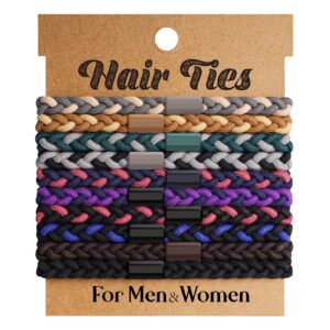 easyoung 10pcs braided mens hair ties for guys, for buns curly thick dense hair elastic hair ties for men & women, no crease hair coils hair ties men with long hair