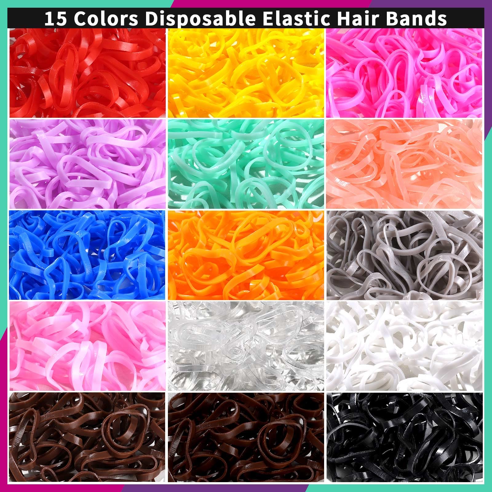 Teenitor Hair Elastics Ties, 1200pcs Small Hair Rubber Bands and 100pcs Hair Ties, Colorful Hair Accessories for Toddler, Toddler Hair Ties, Kids Hair Ties Baby Hair Ties, Hair Tail Tools