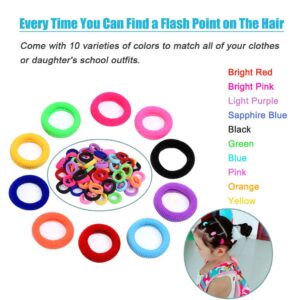 100 PCS Baby Hair Ties, Elastic Hair Bands Small Hair Ties for Girls Rubber Bands Elastic Ponytail Holders (10 Colors)