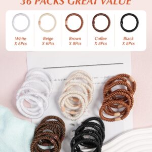 Hair Ties for Thick Hair, 36 Pcs Elastic Hair Ties for Women and Girls, 5 Colors Medium Size Ponytail Holders, Hair Bands for Women's Hair