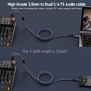 TAISUSAN 1/8 Stereo to Dual 1/4 Mono Cable 20ft, 3.5mm to Dual 1/4 Cable, 1/8 inch TRS Stereo to Dual 1/4 inch TRS Splitter