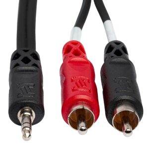 Hosa CMR-215 3.5 mm TRS to Dual RCA Stereo Breakout Cable, 15 Feet